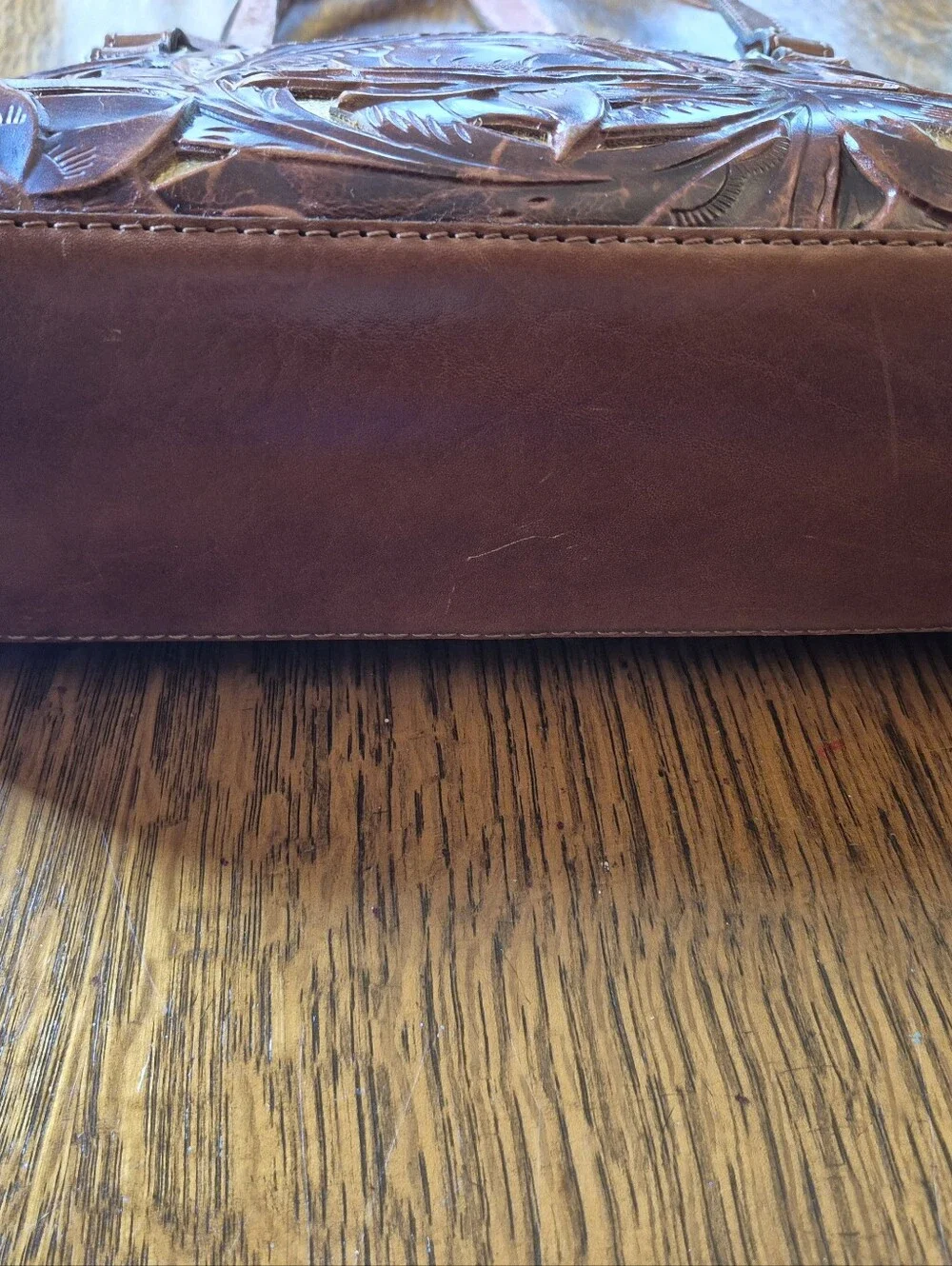 Patricia NASH Embossed, Tooled, Open Cut Work, Floral Leather Shoulder Bag